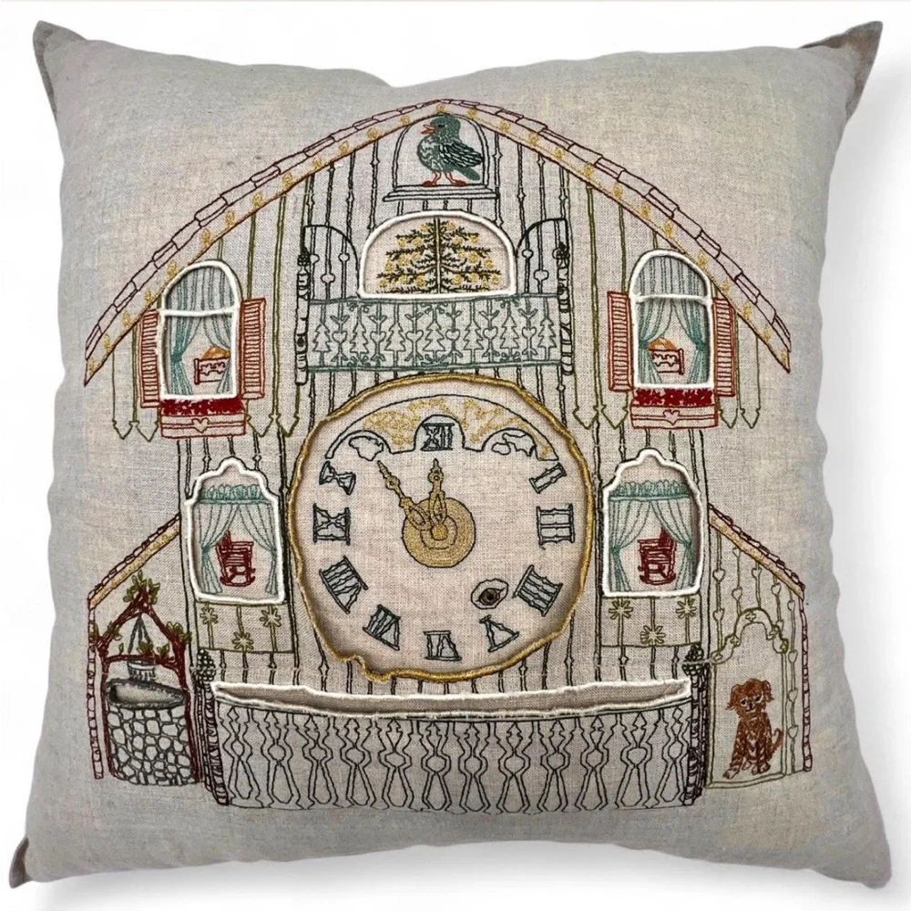 Coral & Tusk Pillow Embroidered Christmas Clock Pocket Pillow w/ Insert Throw